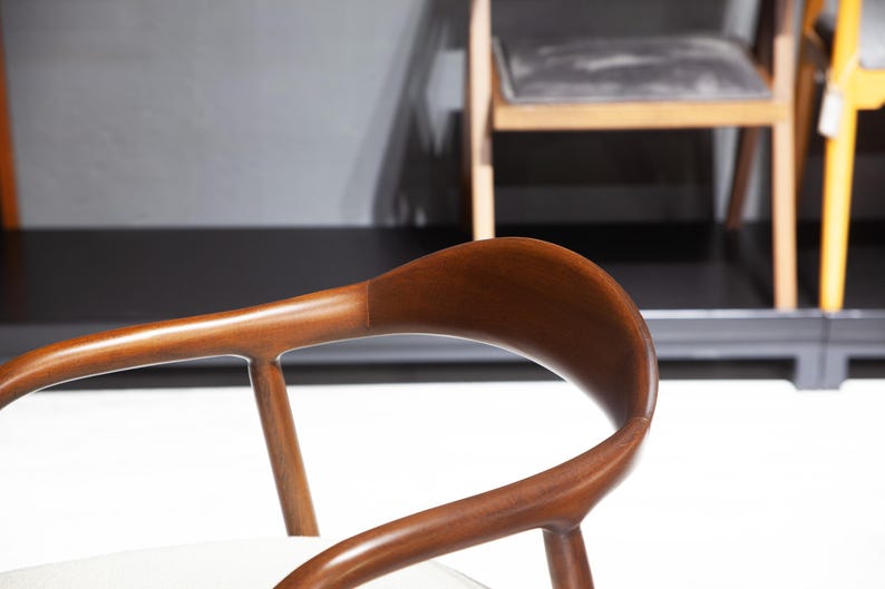 Ready to Ship Midcentury Modern Chair, Dining Chair With Wooden Arms