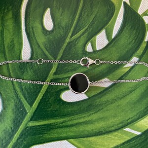 Bracelet argent massif disque donyx noir style Ginette, bijou femme, idée cadeau, bijou argent image 6