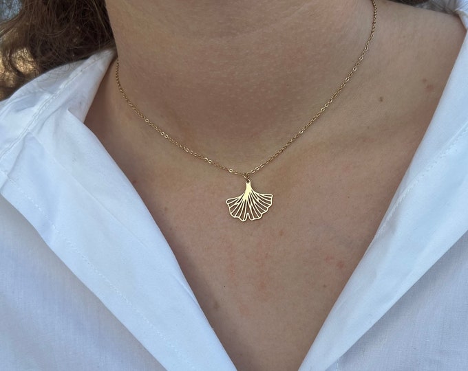 Featured listing image: Delicate ginkgo biloba necklace, gold or silver plated, elegant French jewelry, beautiful quality, durable, tarnish-resistant, perfect birthday gift