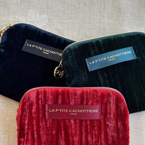 Trousse à maquillage, pochette sac à main,  bleu vert rouge, belle qualité, made in France, idée cadeau fête des mères anniversaire