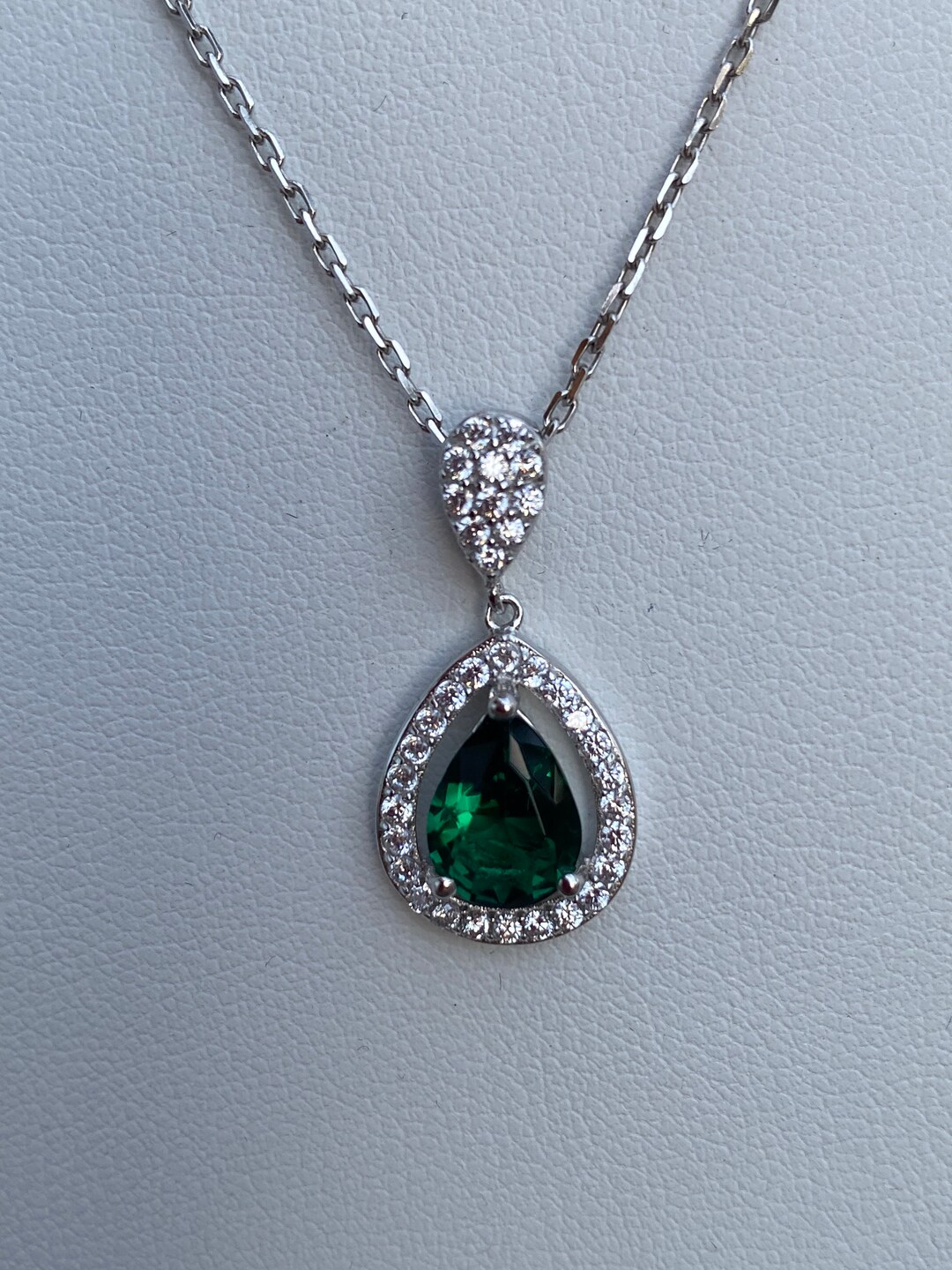 Collier Pendentif Ancien En Vermeil Et Argent Avec Véritable émeraude Et Topaze - Bijou Vintage