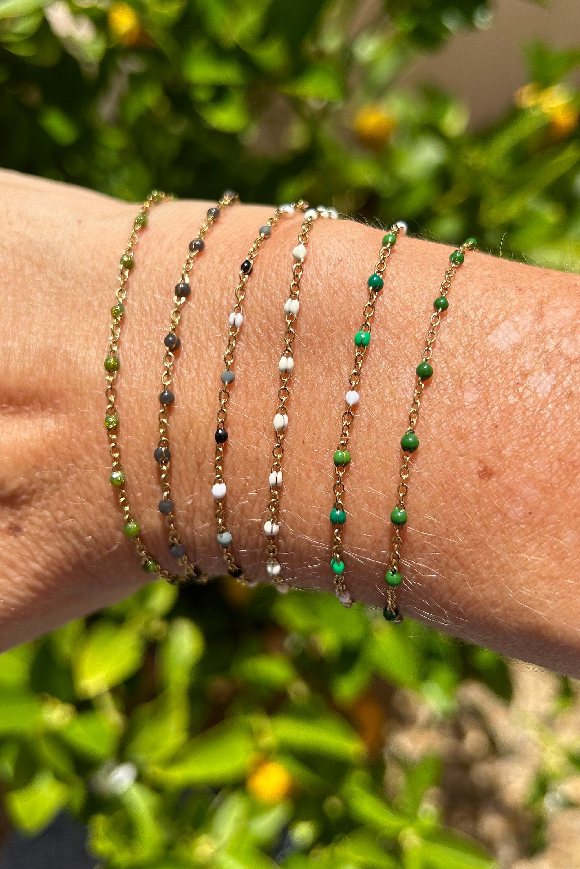 Bracelet élastique en perles de pierres semi-précieuses - CHORANGE