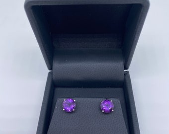 Stunning amethyst and 18k white gold earrings, made in France, beautiful quality, perfect birthday gift for women, fast shipping