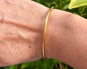 Bracelet jonc rond, couleur or, acier inoxydable, belle qualité, idée cadeau femme, envoi rapide