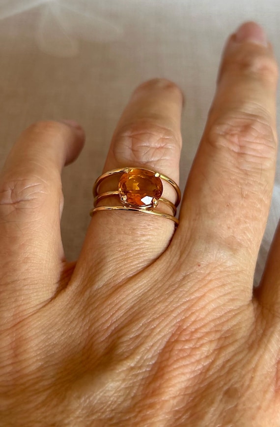 18 carat Yellow Gold and Citrine Ring Orange yellow Stone Made in France French Jewelry Gift Idea for Women s Birthday Fast Shipping Etsy