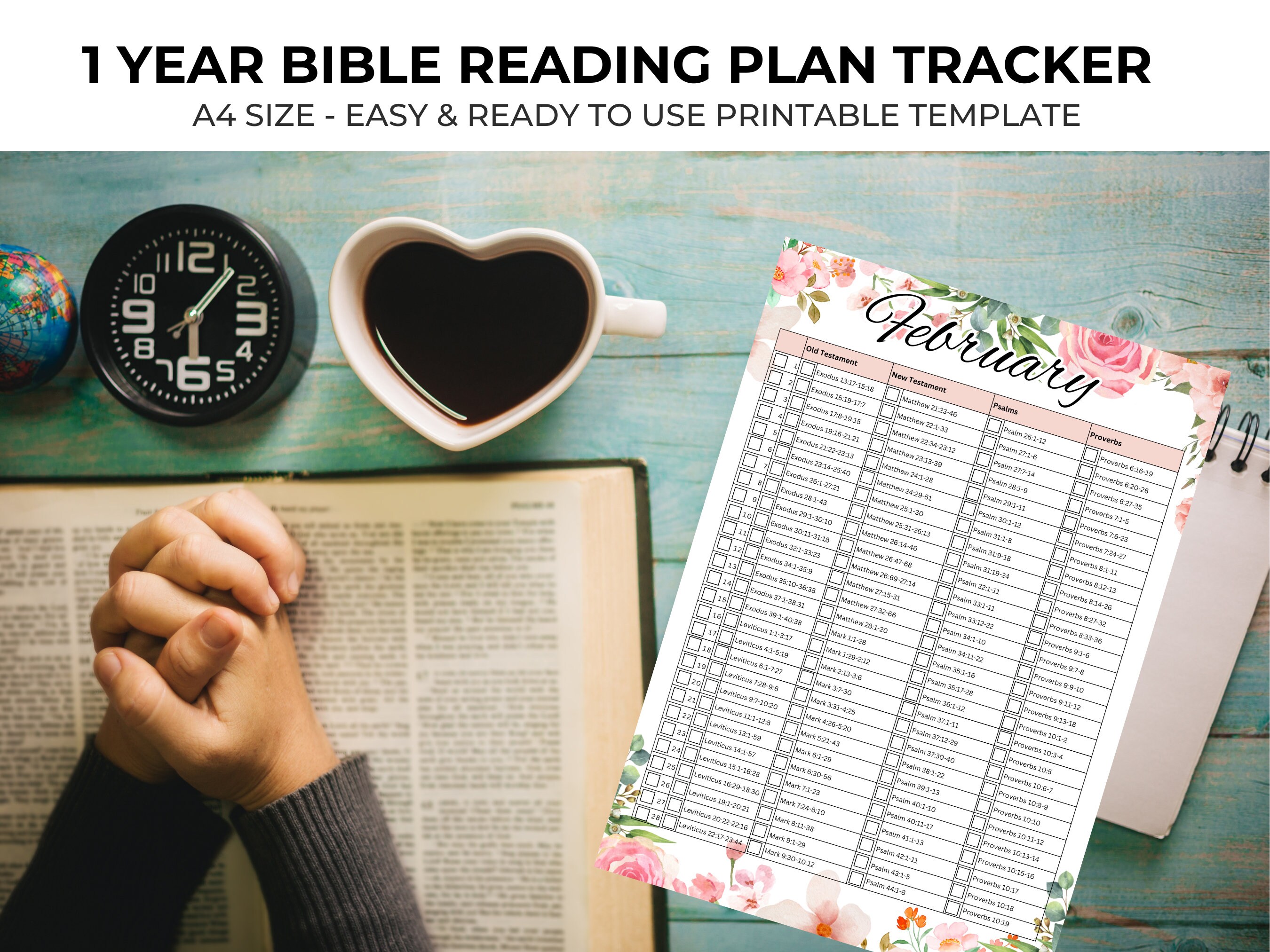 Printable Bible Reading Plan A4 PD, One Year Bible Reading Tracker - Etsy