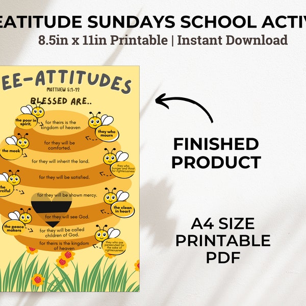 Beatitudes Kids Activity for Sunday School, Printable Bible Verse Game, Bible Study For Children, Memory Verse | Kindergarden Activity