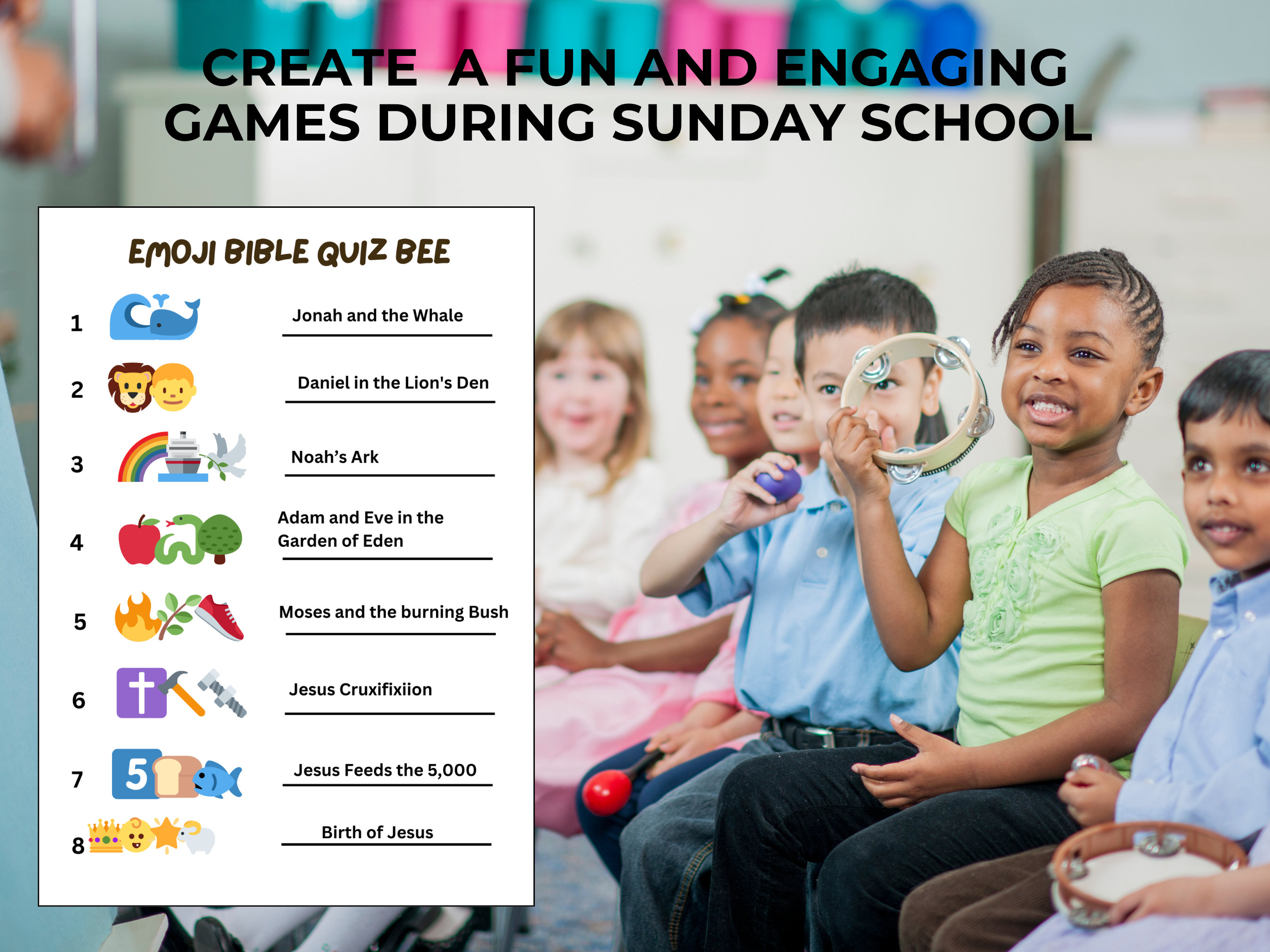 Bible Games, Fun Emoji Bible Quiz, Church Bible Games for Kids, Teens ...