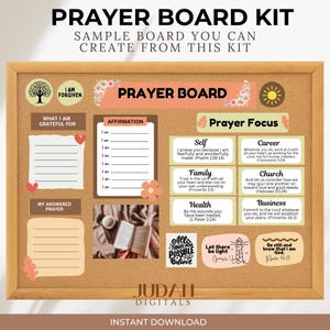 Kit de tableau de prière bricolage imprimable, bricolage, tableau de visualisation pour objectifs religieux | Moniteur de prière | Organisateur d'étude biblique | Planificateur d'objectifs chrétiens