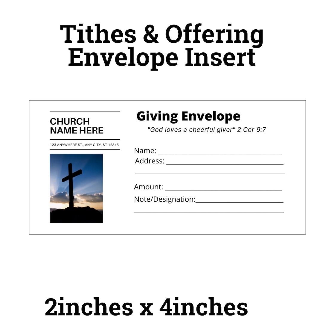 Church Tithes and Offering Envelope Insert Template, Editable Envelope Church Tithes and Offering Envelope Insert Template, Editable Envelope