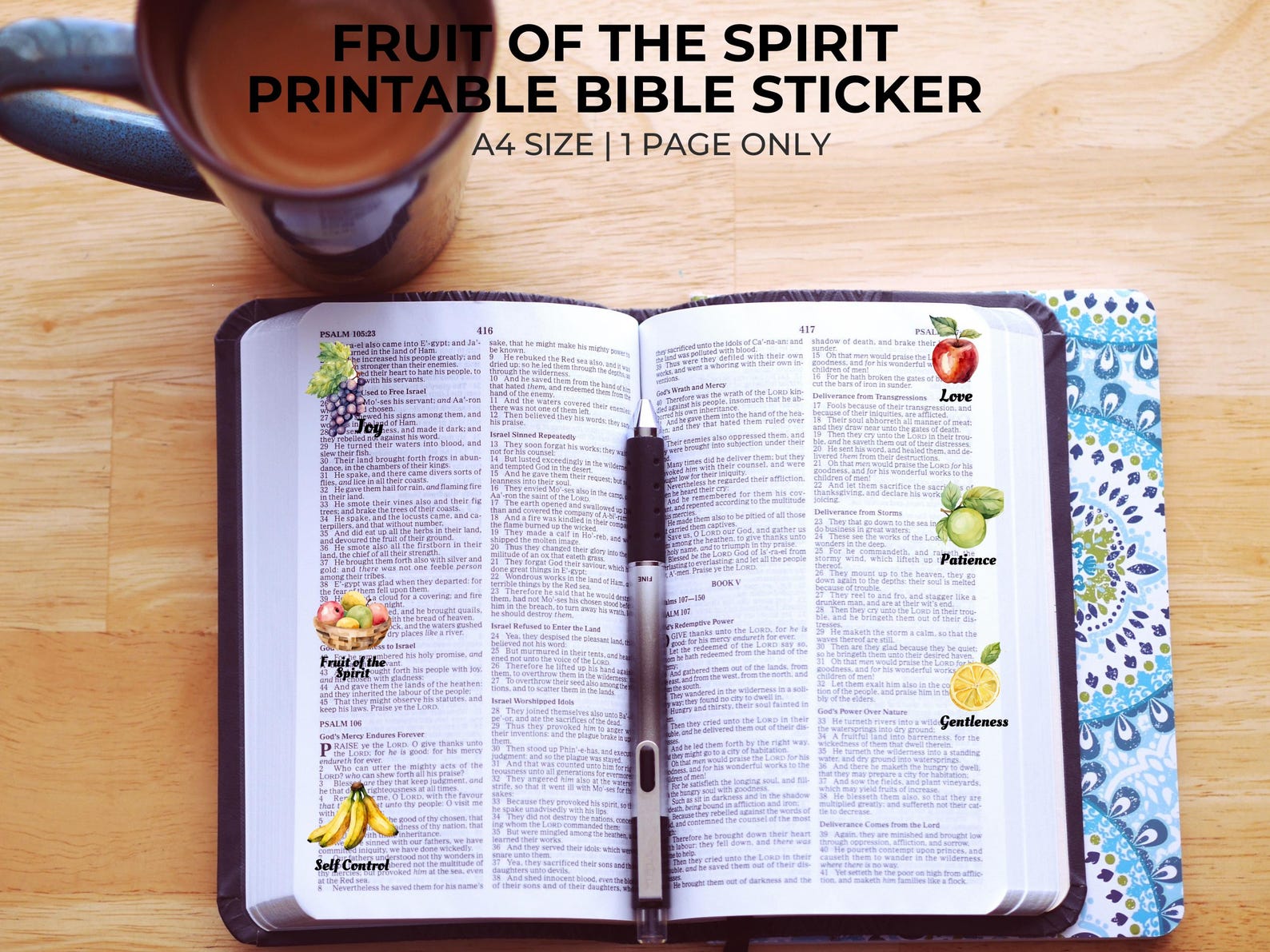 Fruit of the Spirit Bible Printable Sticker A4, Christian Bible Journal ...