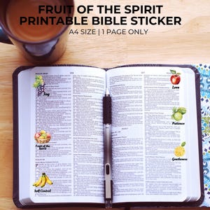 Fruit of the Spirit Bible Printable Sticker A4, Christian Bible Journal ...