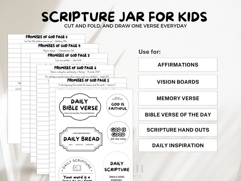 Scripture Jar Printable for Kids, Bible Verse Jar Scripture Printable ...