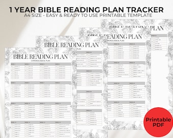 Bible Reading Plan One Year, Bible Study Plan, Chronological Bible Plan, Printable Daily Bible Study, One Year reading Plan PDF Printable