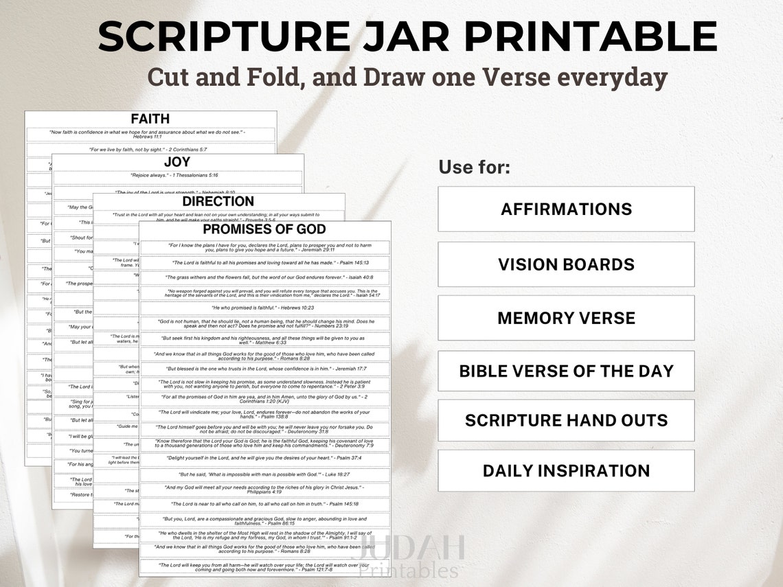 Scripture Jar Printable Bible Verse Jar Scripture Printable Bible Verse Printable Memory Verse ...