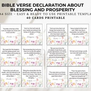 Versículo bíblico sobre bênçãos e prosperidade Escritura para impressão, diário bíblico, citações do quadro de visão, afirmações diárias, palavras de álbum de recortes