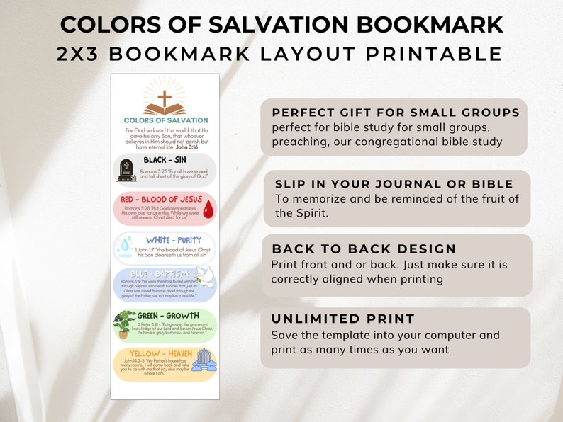 Colors of Salvation Bookmark Printable PDF | Christian Evangelism Tool ...