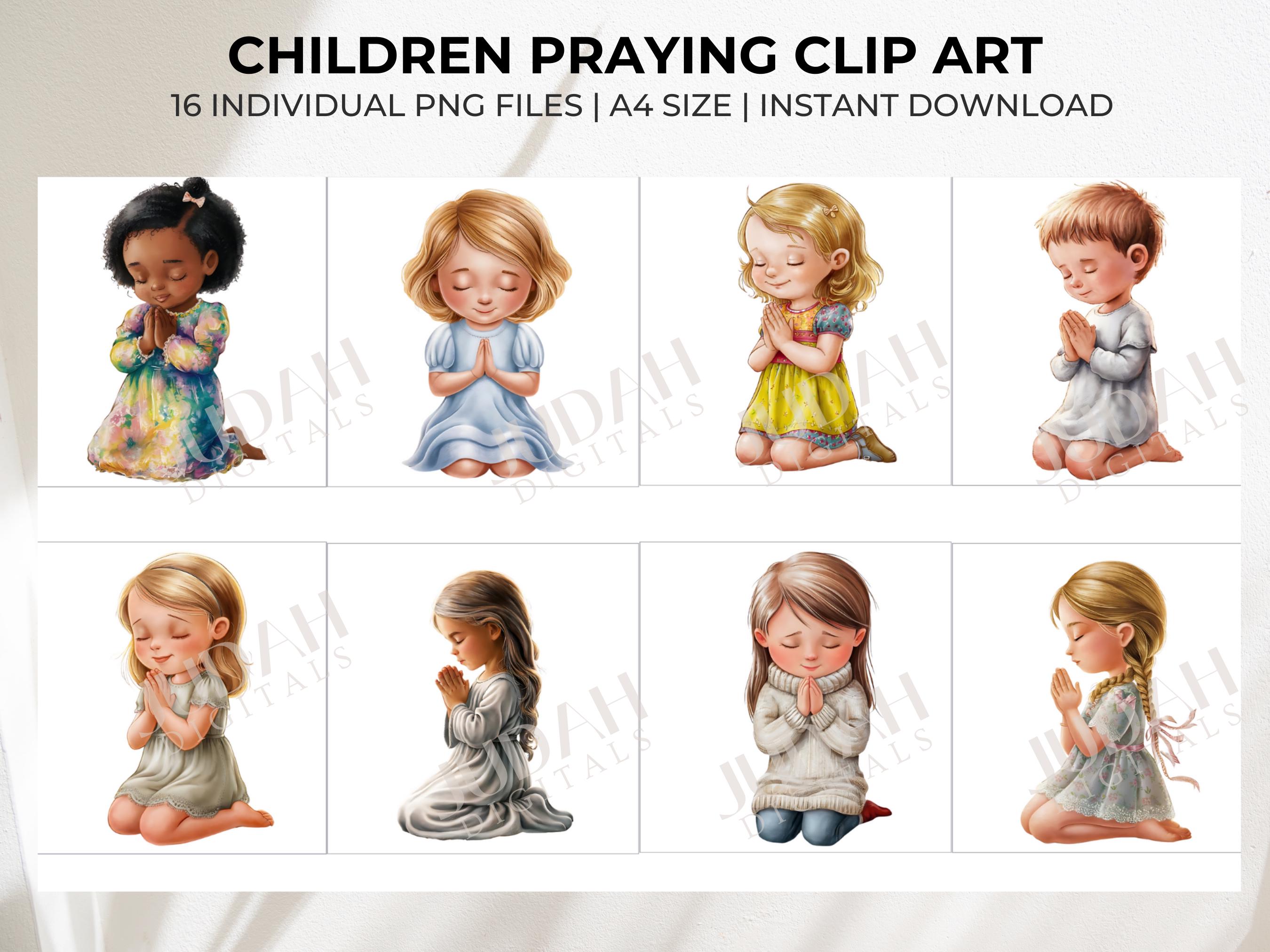 Children Praying Clipart