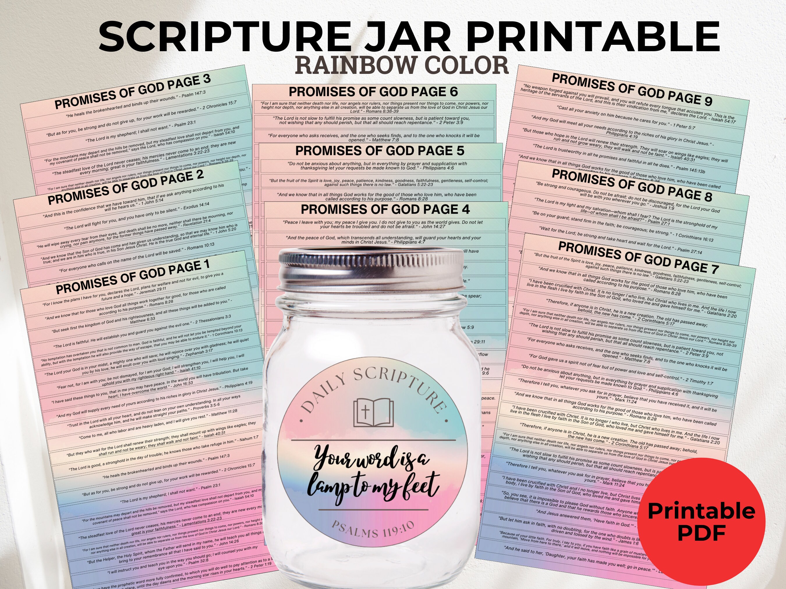 Scripture Jar Rainbow Printable, Bible Verse Jar Scripture Printable ...