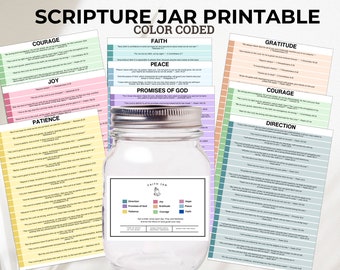 Scripture Jar Printable | Bible Verse Jar Scripture Printable | Bible Verse Printable | Memory Verse | Bible Study | Daily Affirmation