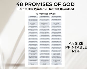 Promises of God Bible Verse Printable | Printable Scripture | Bible Journaling | Vision Board Quotes | Daily Affirmations | Scrapbook Words