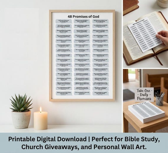 Promises of God Bible Verse Printable | Printable Scripture | Bible Journaling | Vision Board Quotes | Daily Affirmations | Scrapbook Words