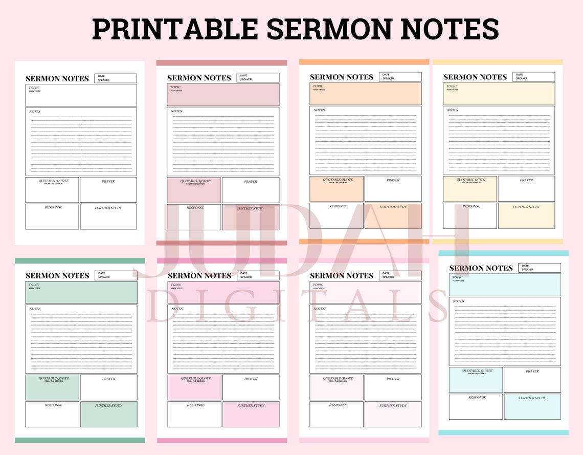Sermon Notes Template Printable Sermon Notes sermon Notes Etsy Sermon Notes Template Printable Sermon Notes sermon Notes Etsy