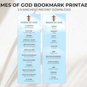 Marcador de Nomes de Deus PDF para impressão | Ferramenta de Evangelismo Cristão | Marcador bíblico frente e verso |  Marcador de Escrituras Inspiradoras