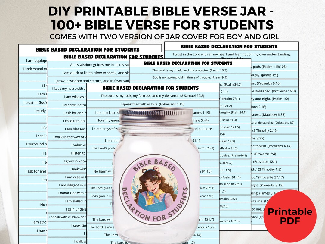 DIY Scripture Jar for Students Printable, Bible Declaration. Daily ...