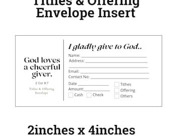 Tithes and Offering Envelope Insert Canva Editable Template | Customizable Template | Tithes Form | Tithes and Offering Form