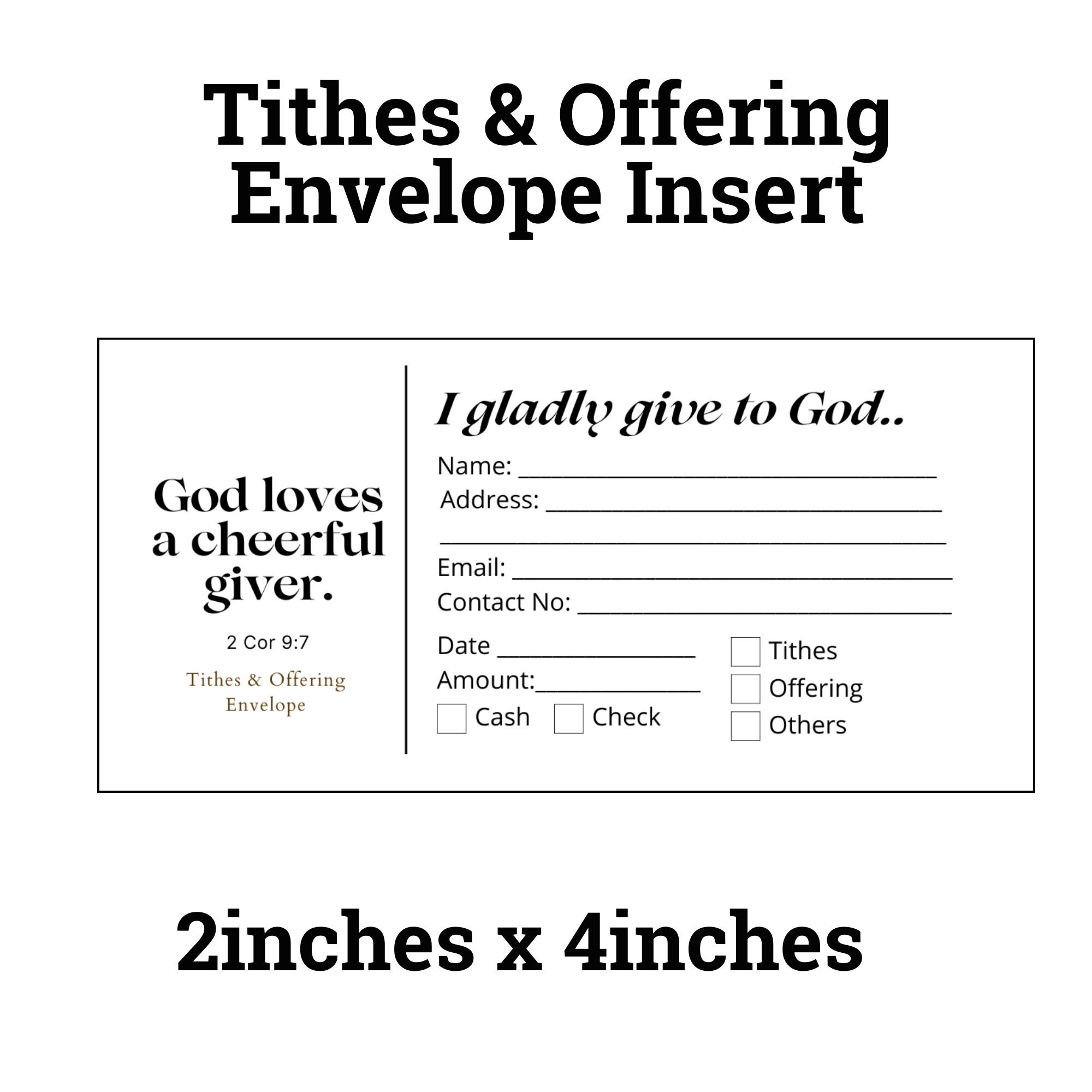 Tithes and Offering Envelope Insert Canva Editable Template