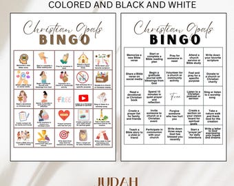 Vision Board Bingo for Christians – Printable A4 Size, Colored & Black and White Versions – Goal Setting