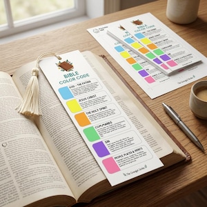 Bijbel kleurcodering bladwijzer afdrukbaar | Gids voor het markeren van de Schriften | Kleurcodesysteem bijbelstudie | Hulpmiddel voor geloofsstudie | Christelijk cadeau
