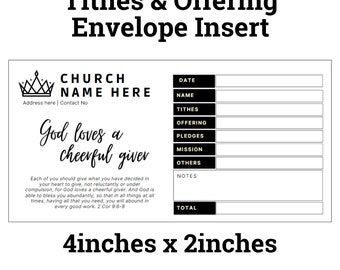 Church Tithes and Offering Envelope Insert Template Editable - Etsy