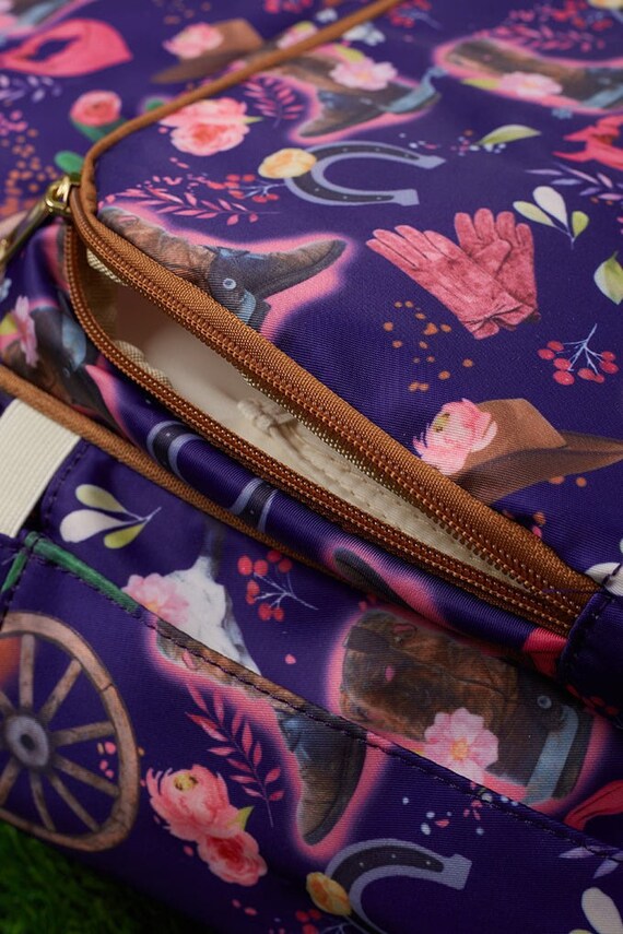 Purple Baby Girls Cowgirl Diaper Bag Backpack Wagon Wheel  display picture 2