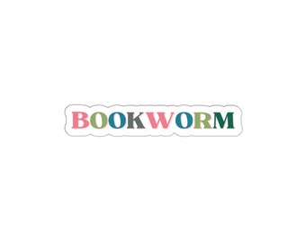 Bookworm Sticker, Waterproof Vinyl Decal, Book Lover Gift