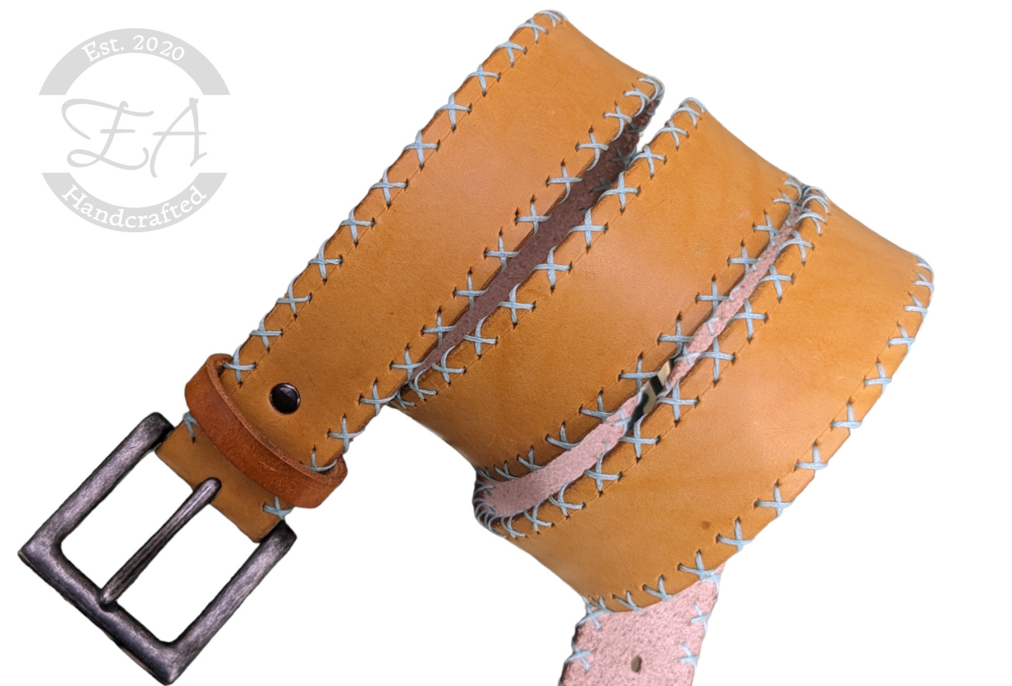 Handmade Custom Leather Belt With Stitching Whipstitch Women's Belt Men's Belt Etsy