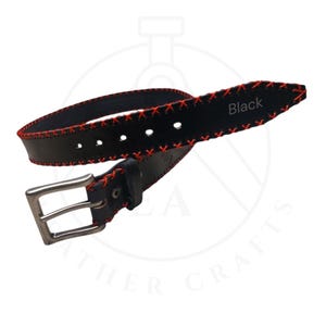 Whipstitch 90s Black Leather Belt Textural Vintage Suede Brass Hardware L 90 main image 3