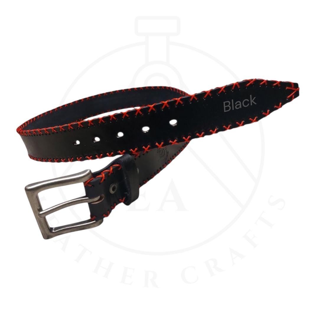 Whipstitch Leather Belt - Etsy display picture 3