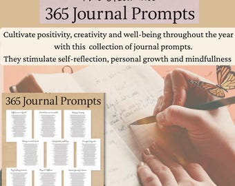 365 Daily Journal Prompts for Self Discovery, Mental Health, Mindfulness and Stress Relief, Personal Growth Reflection | [Printable PDF]