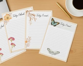 Butterfly Floral Daily Journal pages l Self Care Prompts | Mental Health Workbook | Mindfulness Reflection Pages, Aesthetic Printable PDF