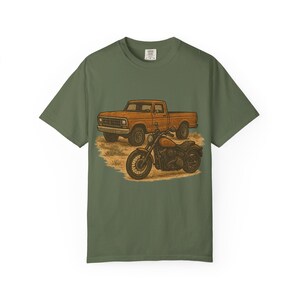Vintage Motorcycle and Truck Unisex T-shirt, Retro Motorcycle Tee, Distressed Truck Shirt, Classic Vehicles Top, Biker Gift