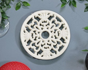 Trivet - Heavy Duty V3 Circle - WHITE//Country kitchen/shabby chic/farmhouse/home decor/kitchen decoration/robust cast iron/cooking