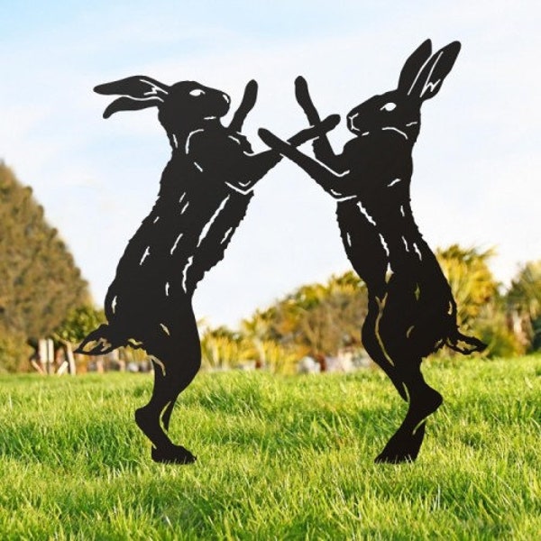 Boxing Hares Silhouette//Countryside/Wildlife/Gift/Handcrafted/Unique/Garden Decoration/ Yard Art/ Hare lover gifts/Garden Gift idea