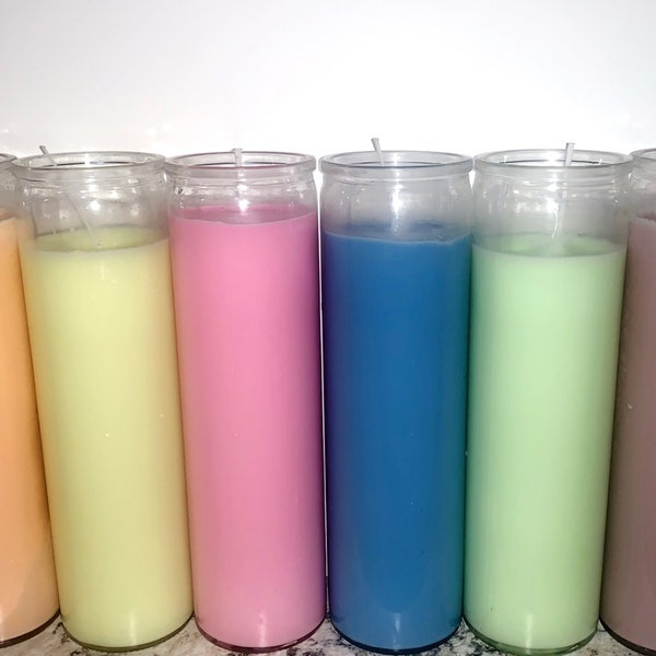 Candles / Prayer  Candle / Bright Color Candle/  Colorful Candle / Glass Candle / Large Glass Candle /  7 day Candle / Manifestation Candle