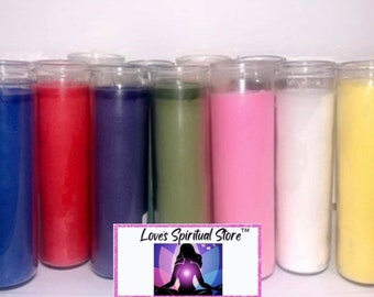 Candles / 3 to 7 Day Candle / Solid Color Candle/  Colorful Candle / Glass Candle / Large Candle / Prayer Candle / Manifestation Candle