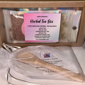 Herbal Tea Sampler Box 7 Organic Pre-ground Herbal Tea Blends - Etsy