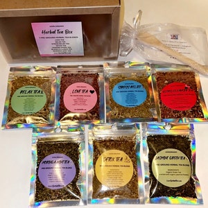 Herbal Tea Sampler Box 7 Organic Pre-ground Herbal Tea Blends - Etsy