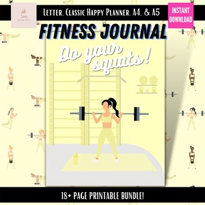 Peachy Yellow Mellow Fitness Journal, Workout Planner Fitness Journal, Wellness, Health Goals, Meal Planner, Printable, Digital Download