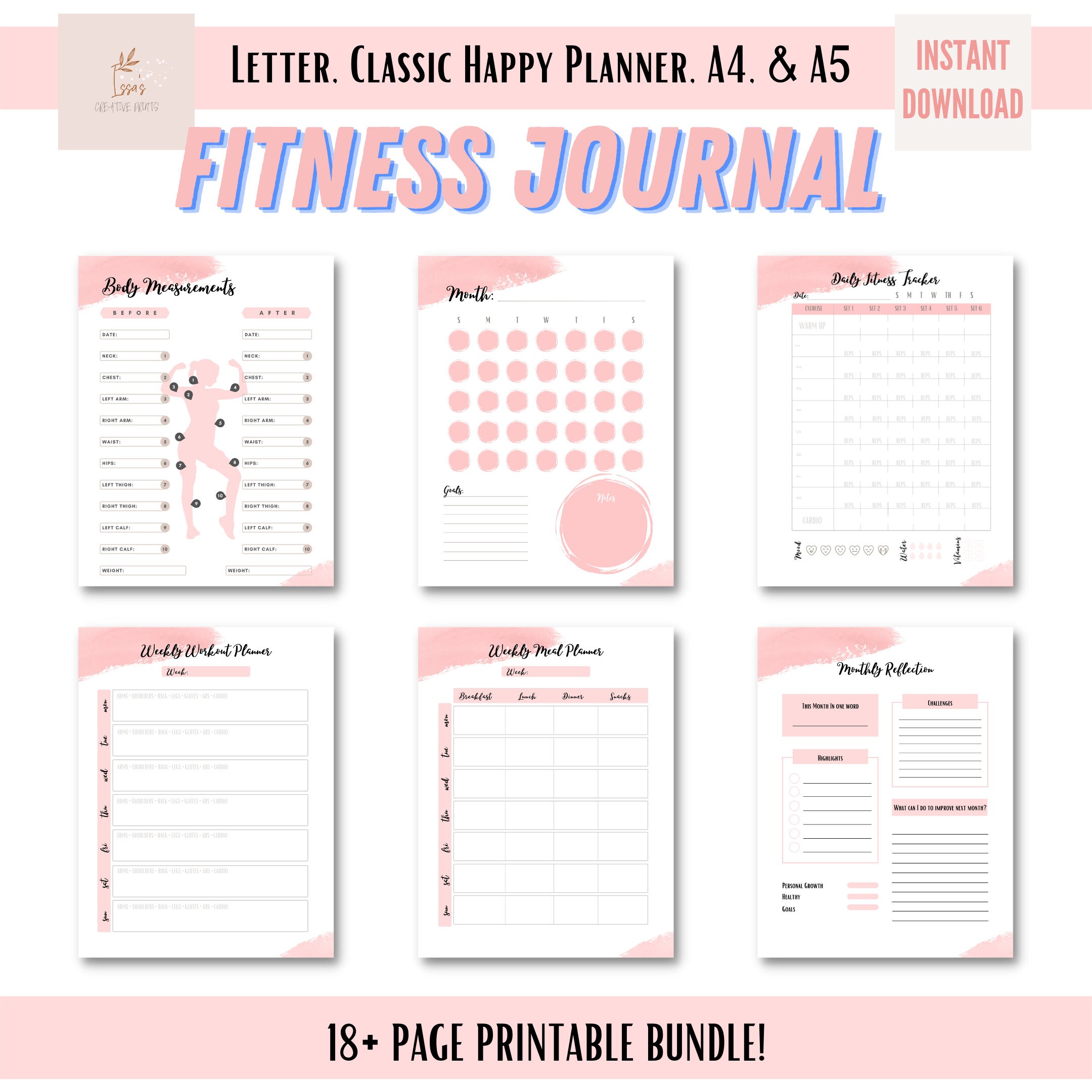 Fitness Journal, Fitness Planner, Workout Planner Fitness Journal ...